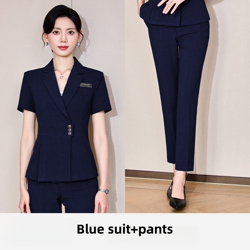 Hot Selling in Africa Women's Summer Lightweight Short Sleeve Blazer & Skirt Set Elegant Formal Business Outfit Professional Office Workwear Suit for Office Ladies
