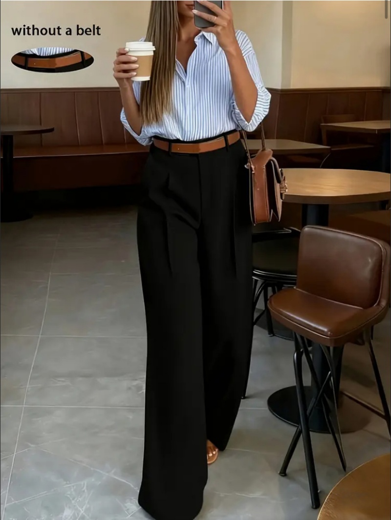 Hot Sale High-End New Arrival African Popular Women's Spring Summer Casual Stylish Multi-Pocket Relaxed Fit Wide Leg Suit Pants Business Commute Formal Office Work Trousers for Office Ladies