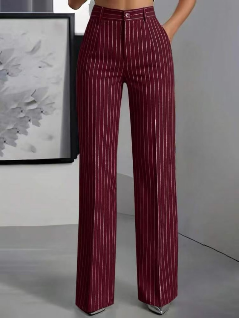 Hot Sale New Arrival 2026 Summer High End Women's High Waist Vertical Stripe Wide Leg Suit Pants Elegant Fashion Versatile Office Lady Business Commuter Work Trousers