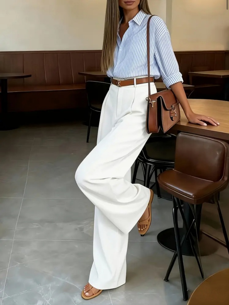Hot Sale High-End New Arrival African Popular Women's Spring Summer Casual Stylish Multi-Pocket Relaxed Fit Wide Leg Suit Pants Business Commute Formal Office Work Trousers for Office Ladies