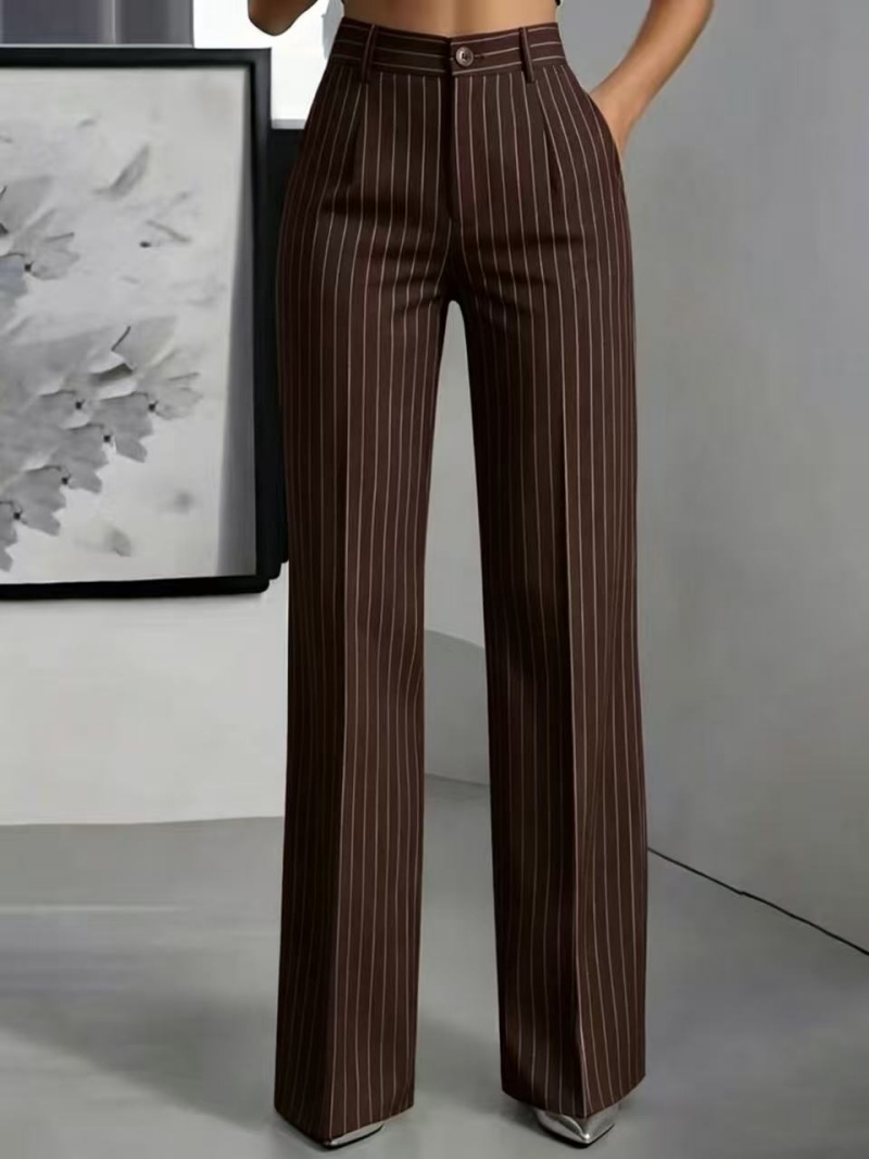 Hot Sale New Arrival 2026 Summer High End Women's High Waist Vertical Stripe Wide Leg Suit Pants Elegant Fashion Versatile Office Lady Business Commuter Work Trousers
