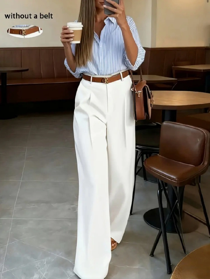 Hot Sale High-End New Arrival African Popular Women's Spring Summer Casual Stylish Multi-Pocket Relaxed Fit Wide Leg Suit Pants Business Commute Formal Office Work Trousers for Office Ladies