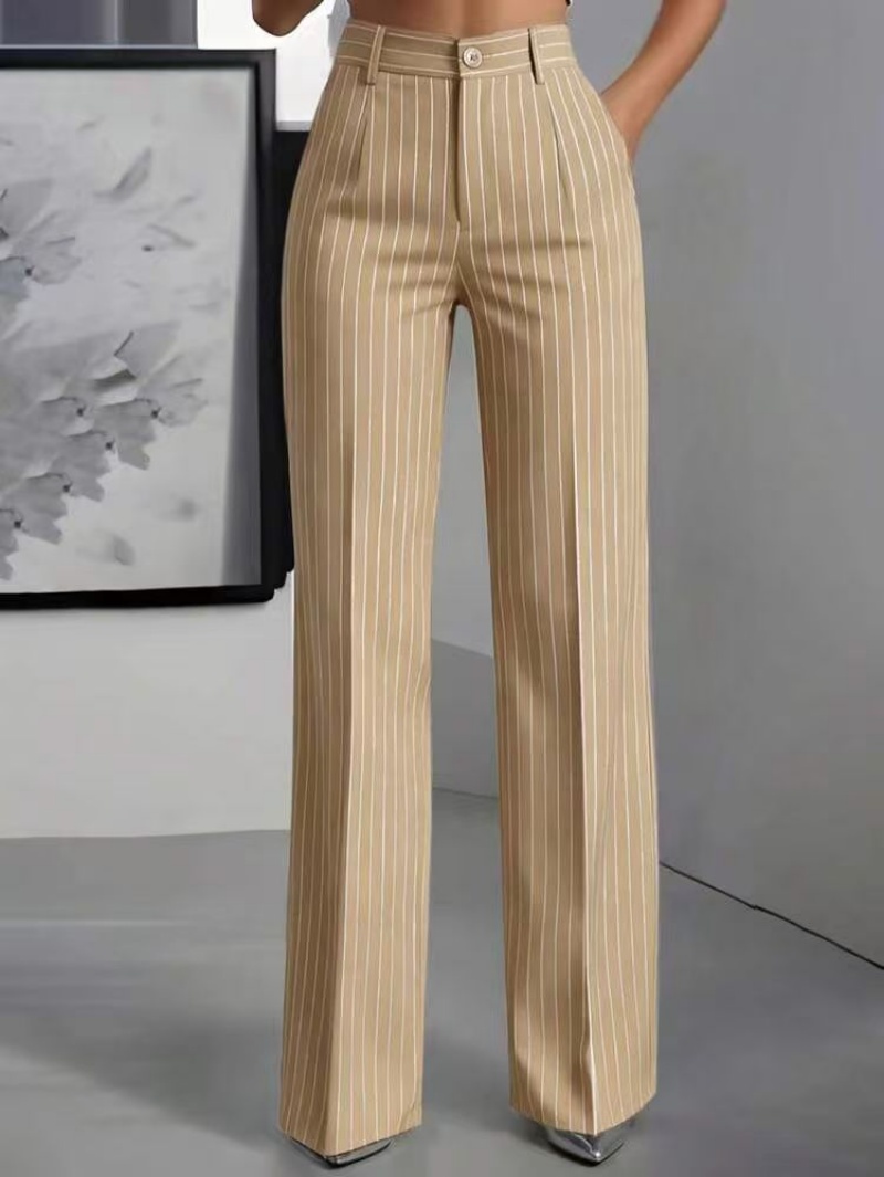 Hot Sale New Arrival 2026 Summer High End Women's High Waist Vertical Stripe Wide Leg Suit Pants Elegant Fashion Versatile Office Lady Business Commuter Work Trousers