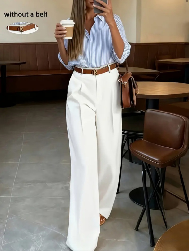 Hot Sale High-End New Arrival African Popular Women's Spring Summer Casual Stylish Multi-Pocket Relaxed Fit Wide Leg Suit Pants Business Commute Formal Office Work Trousers for Office Ladies