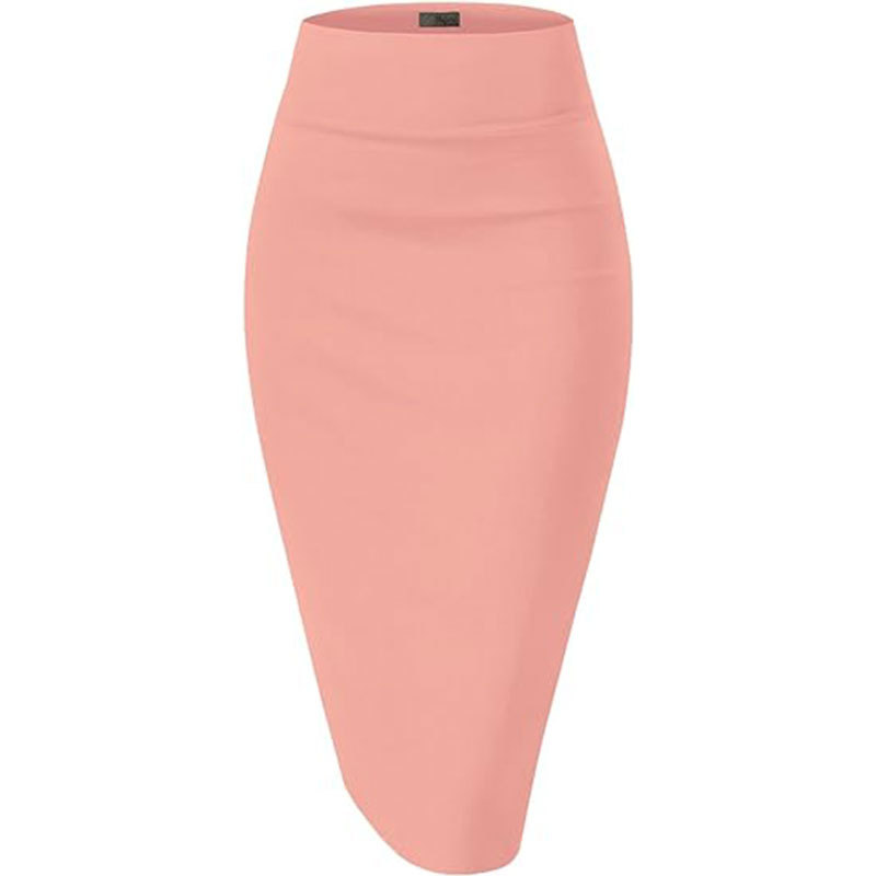 Hot Sale New Arrival Spring Summer Women's High Waist Slim Fit Versatile Side Split Bodycon Pencil Midi Skirt White Collar Office Lady Business Commuter Work Wear
