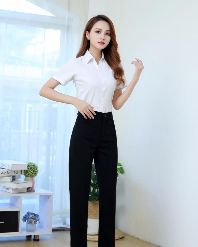 Hot Sale Spring Autumn Women's High Waist High Stretch Straight Leg Long Suit Pants Slim Fit Figure Flattering Professional Formal Black Dress Trousers Office Work Wear