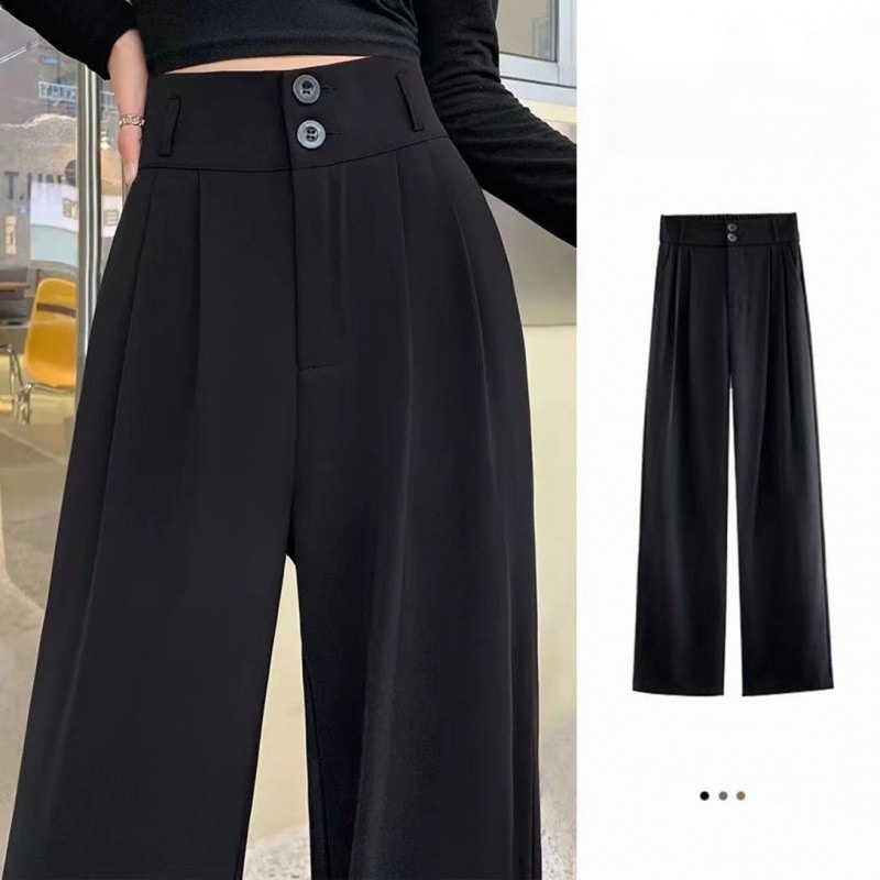 New Arrival Summer Women's Plus Size Curvy High Waist Drapey Straight Leg Wide Leg Loose Fit Versatile Casual Suit Pants Dress Trousers Office Lady Business Commuter Work Wear