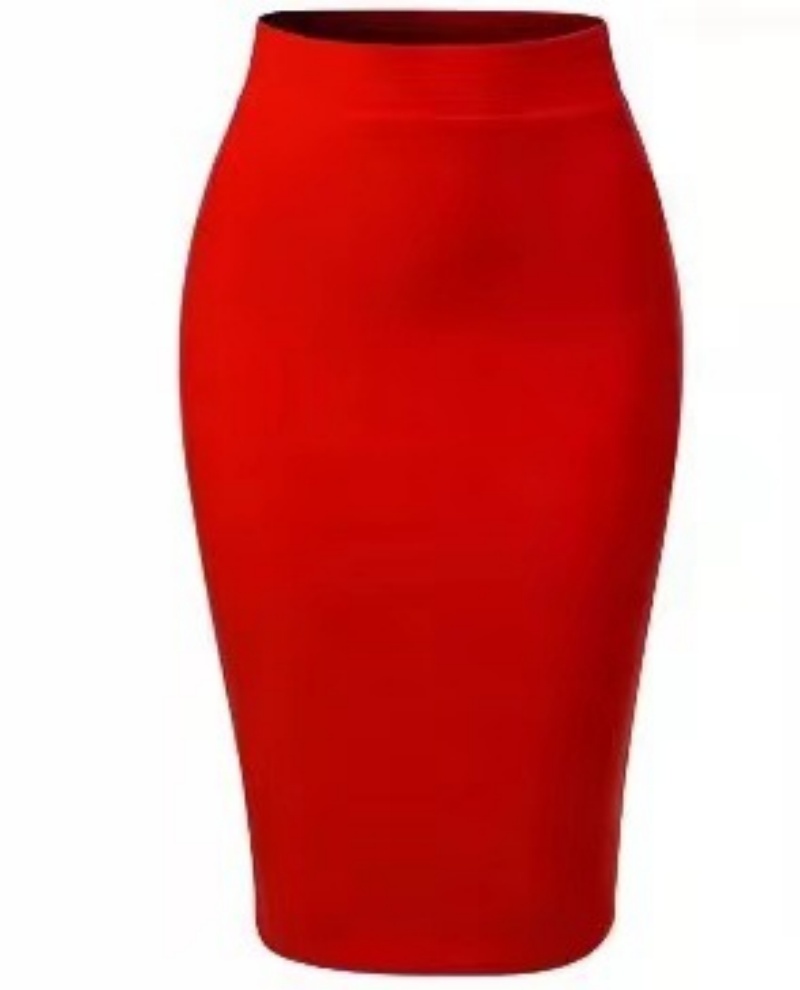 Hot Sale New Arrival Spring Summer Women's High Waist Slim Fit Versatile Side Split Bodycon Pencil Midi Skirt White Collar Office Lady Business Commuter Work Wear