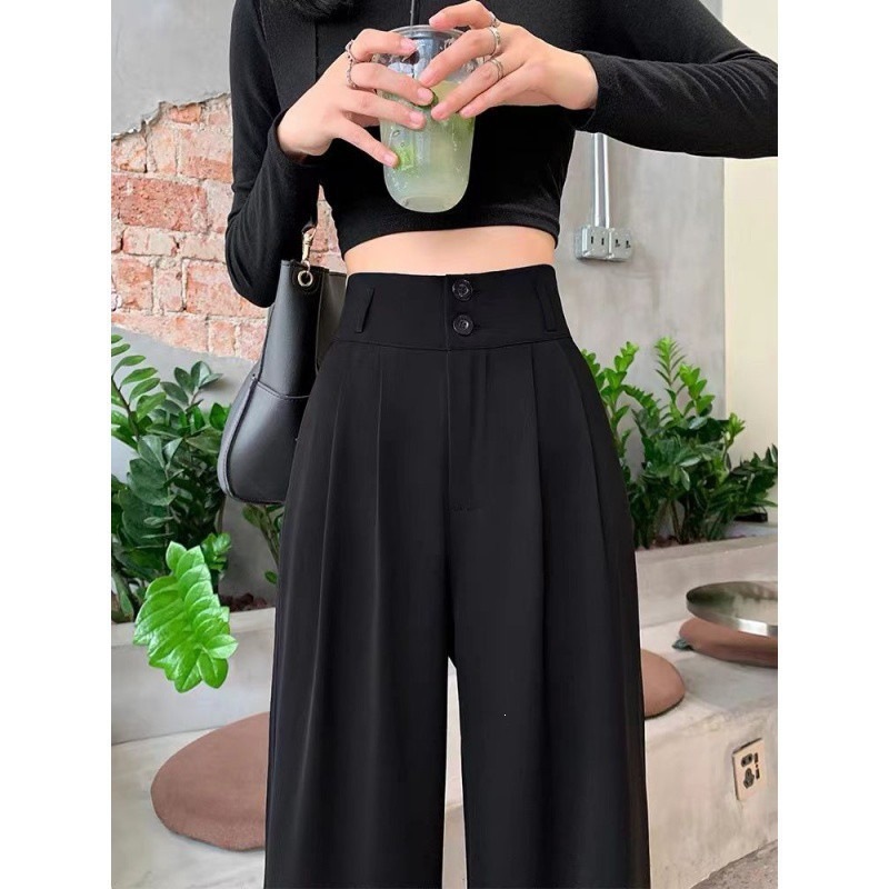 New Arrival Summer Women's Plus Size Curvy High Waist Drapey Straight Leg Wide Leg Loose Fit Versatile Casual Suit Pants Dress Trousers Office Lady Business Commuter Work Wear