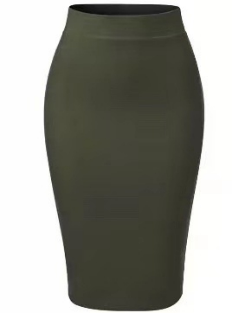 Hot Sale New Arrival Spring Summer Women's High Waist Slim Fit Versatile Side Split Bodycon Pencil Midi Skirt White Collar Office Lady Business Commuter Work Wear