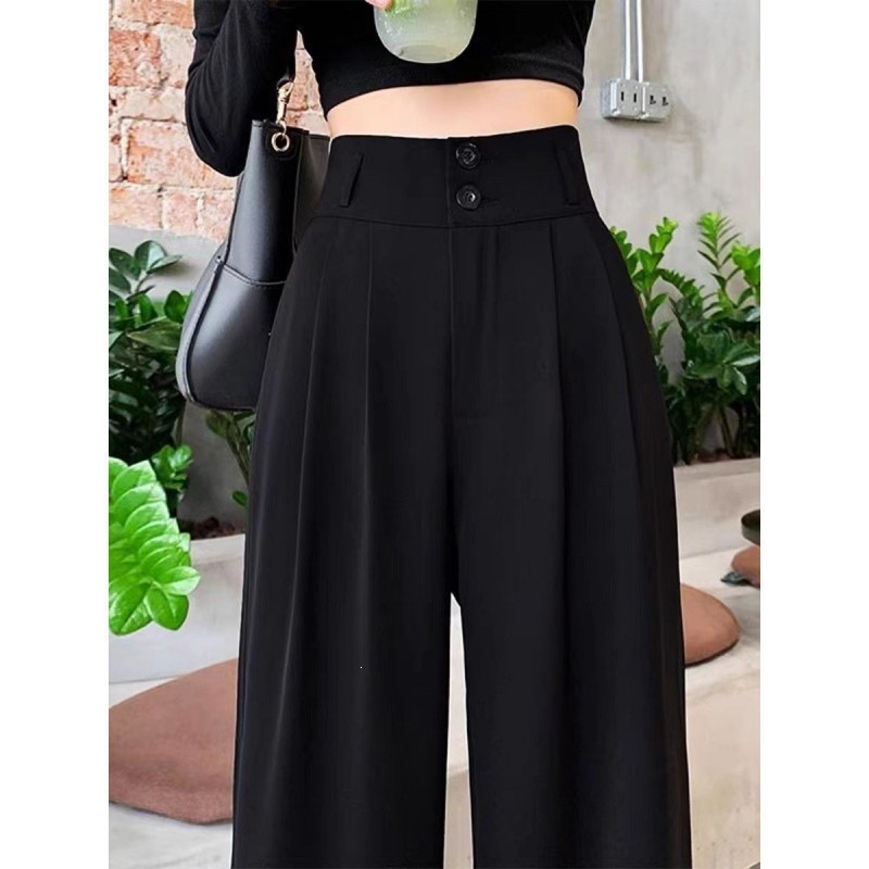 New Arrival Summer Women's Plus Size Curvy High Waist Drapey Straight Leg Wide Leg Loose Fit Versatile Casual Suit Pants Dress Trousers Office Lady Business Commuter Work Wear