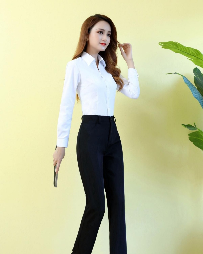 Hot Sale Spring Autumn Women's High Waist High Stretch Straight Leg Long Suit Pants Slim Fit Figure Flattering Professional Formal Black Dress Trousers Office Work Wear