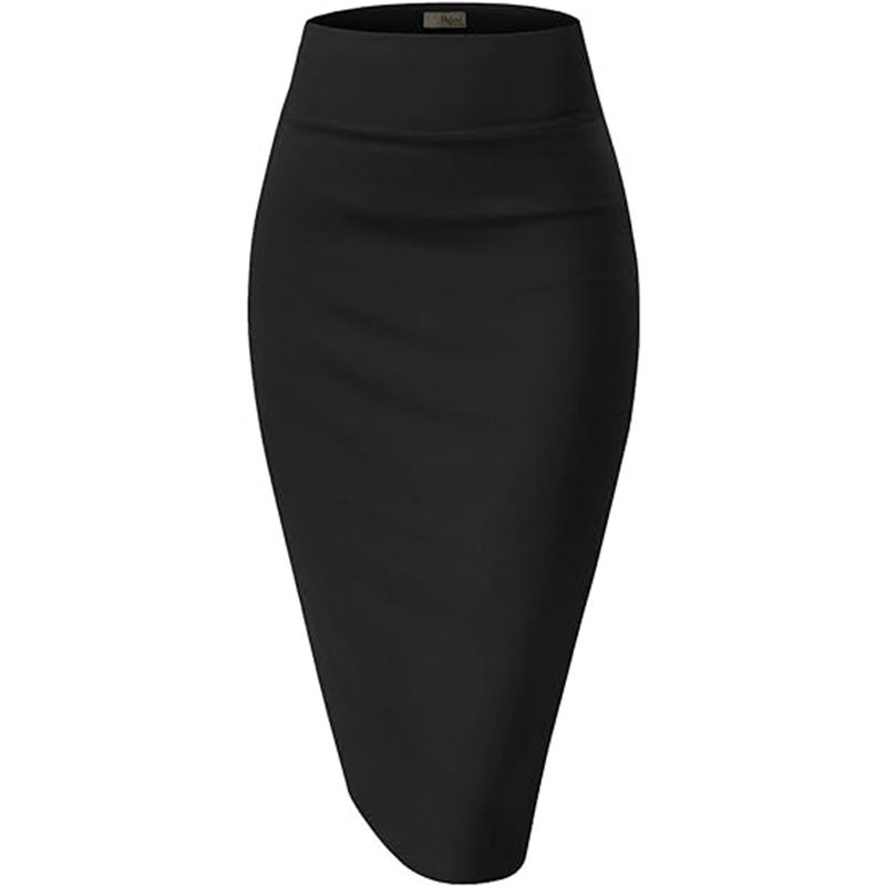Hot Sale New Arrival Spring Summer Women's High Waist Slim Fit Versatile Side Split Bodycon Pencil Midi Skirt White Collar Office Lady Business Commuter Work Wear