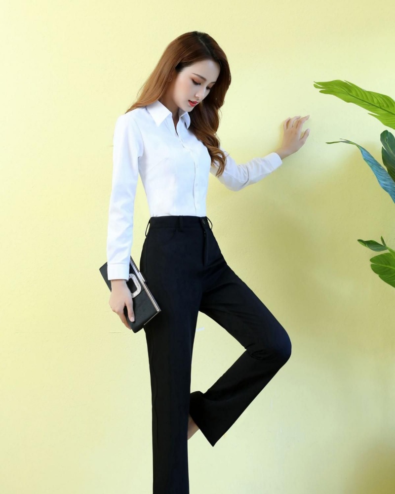 Hot Sale Spring Autumn Women's High Waist High Stretch Straight Leg Long Suit Pants Slim Fit Figure Flattering Professional Formal Black Dress Trousers Office Work Wear