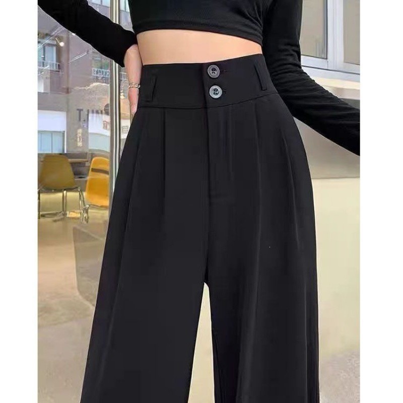 New Arrival Summer Women's Plus Size Curvy High Waist Drapey Straight Leg Wide Leg Loose Fit Versatile Casual Suit Pants Dress Trousers Office Lady Business Commuter Work Wear