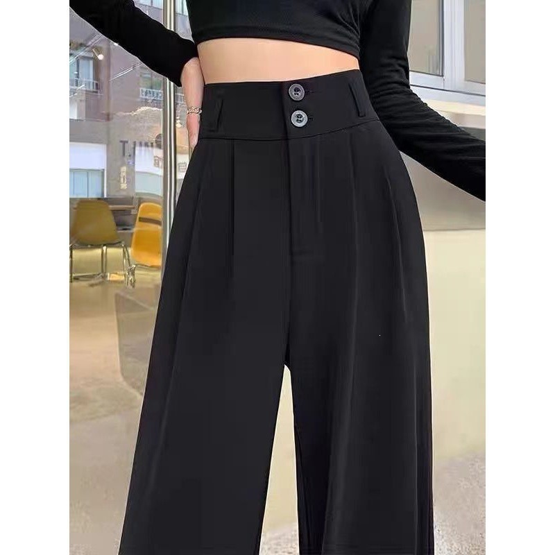 New Arrival Summer Women's Plus Size Curvy High Waist Drapey Straight Leg Wide Leg Loose Fit Versatile Casual Suit Pants Dress Trousers Office Lady Business Commuter Work Wear