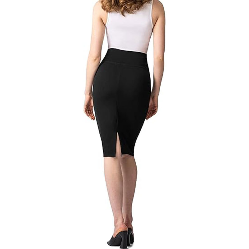 Hot Sale New Arrival Spring Summer Women's High Waist Slim Fit Versatile Side Split Bodycon Pencil Midi Skirt White Collar Office Lady Business Commuter Work Wear