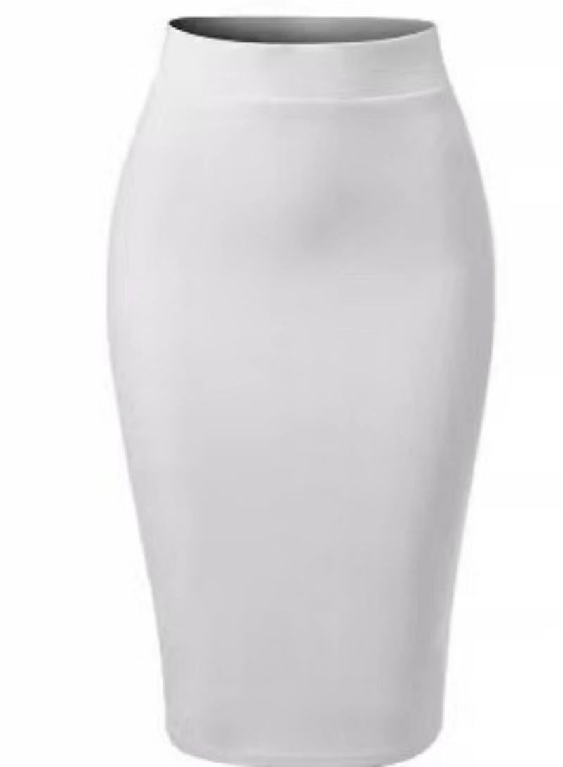 Hot Sale New Arrival Spring Summer Women's High Waist Slim Fit Versatile Side Split Bodycon Pencil Midi Skirt White Collar Office Lady Business Commuter Work Wear