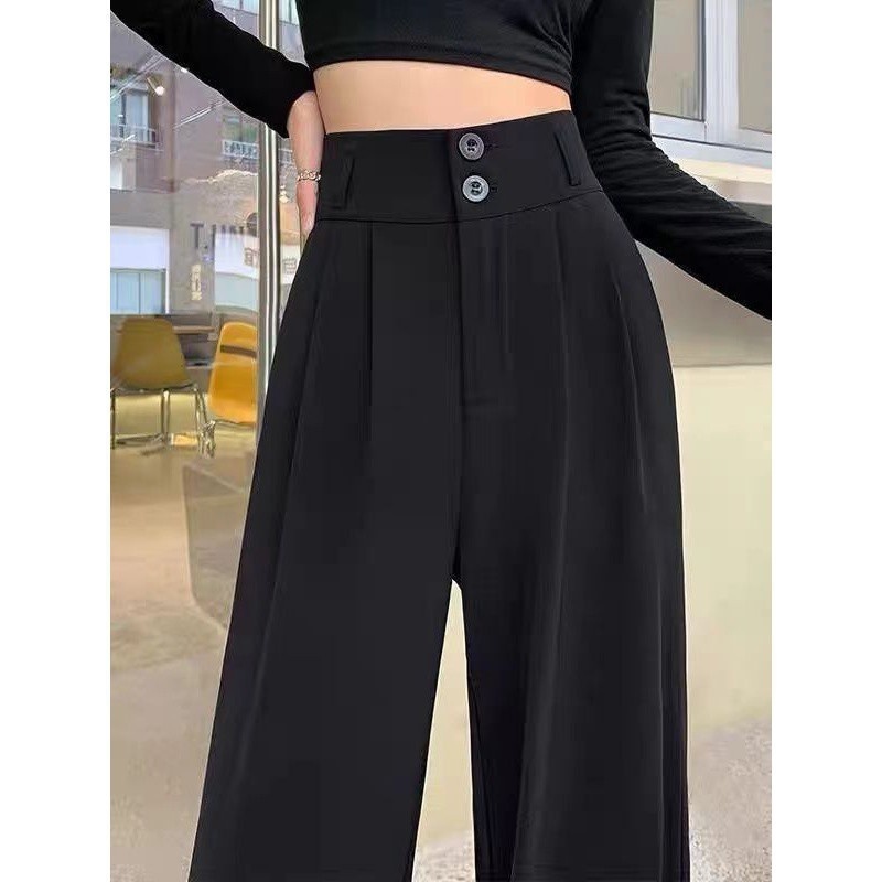 New Arrival Summer Women's Plus Size Curvy High Waist Drapey Straight Leg Wide Leg Loose Fit Versatile Casual Suit Pants Dress Trousers Office Lady Business Commuter Work Wear