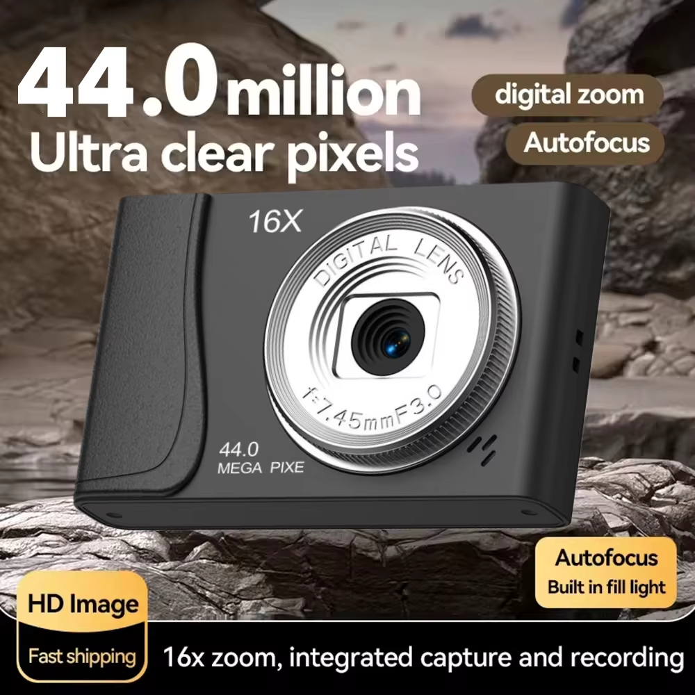 Digital Camera 4K 24 Million Pixels Children Camcorder 16x Zoom Compact Cameras Auto Focus for Kids Adult Beginners Photograph