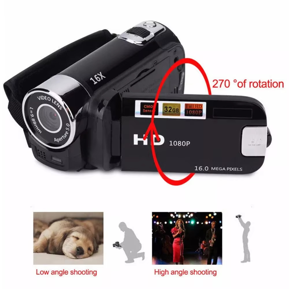 1080P 16MP Digital Camera 2.7 Inch Rotatable Screen Camcorder with USB Cable 16X Zoom HD Video Recorder With Fill Light New