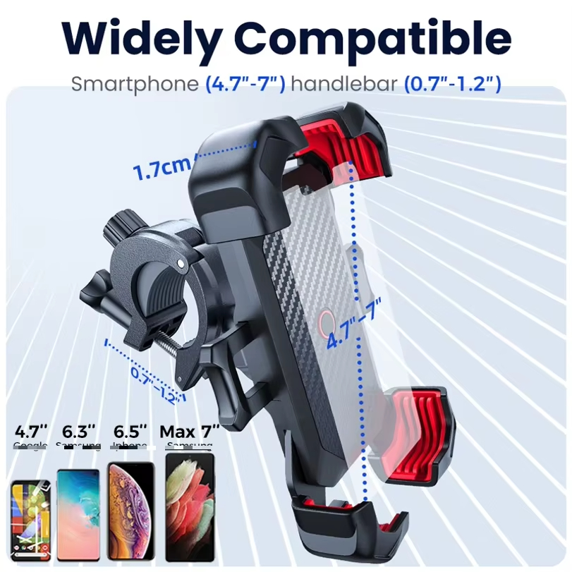 360° View Universal Motorcycle Phone Holder Bicycle Phone Holder for 4.7-7 inch Mobile Phone Stand Shockproof Bracket