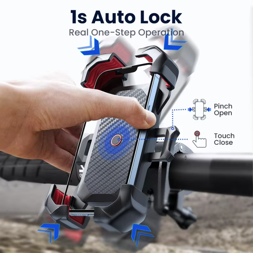 360° View Universal Motorcycle Phone Holder Bicycle Phone Holder for 4.7-7 inch Mobile Phone Stand Shockproof Bracket
