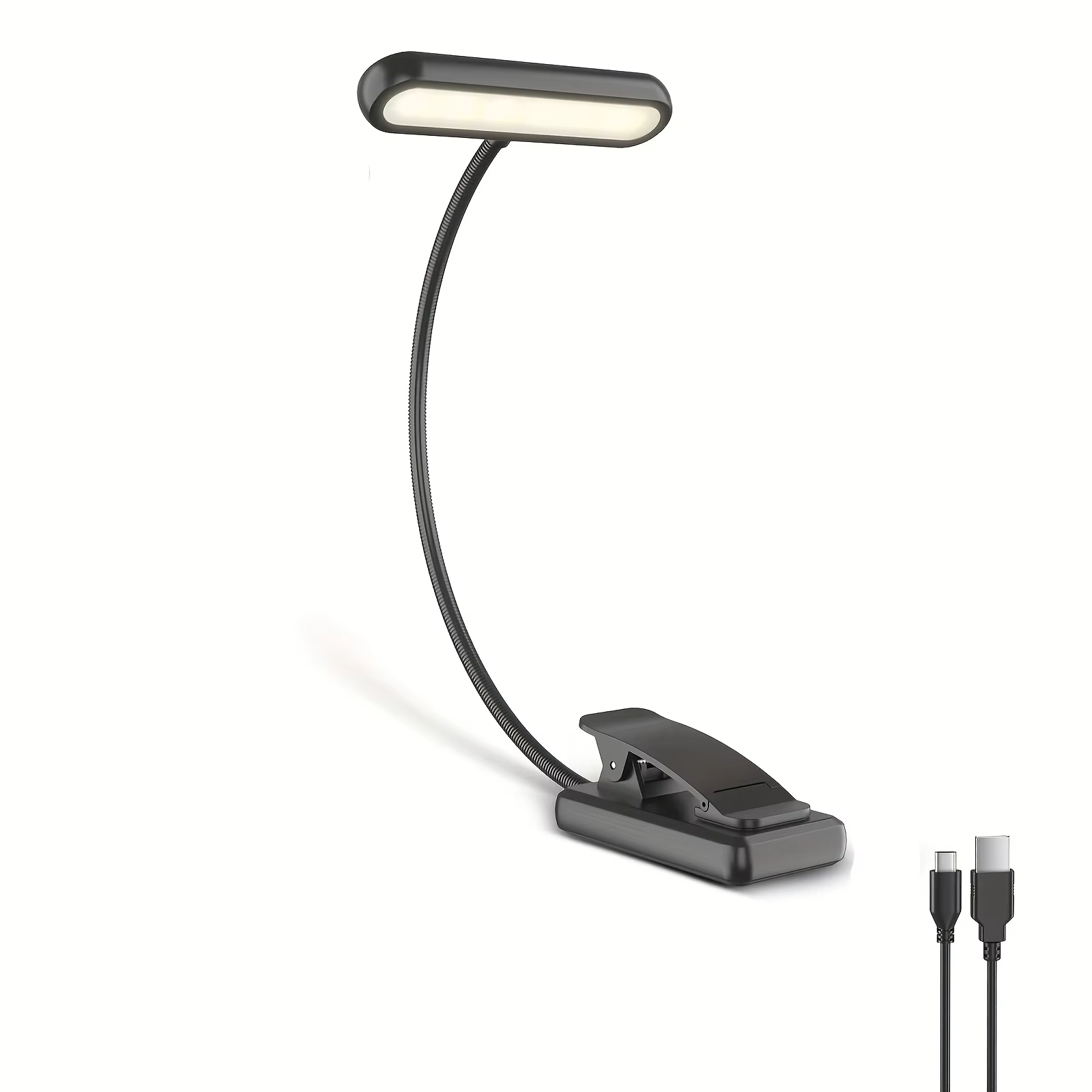 Double Row Lamp Beads Led Reading Light Rotating Lamp Holder Eye Protection Book Light TYPE-C Charging Clip Light