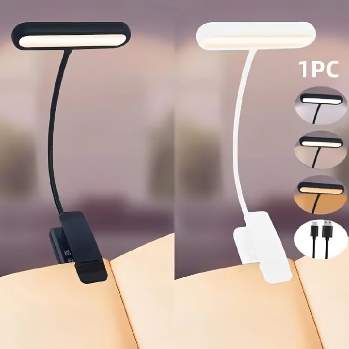 Double Row Lamp Beads Led Reading Light Rotating Lamp Holder Eye Protection Book Light TYPE-C Charging Clip Light