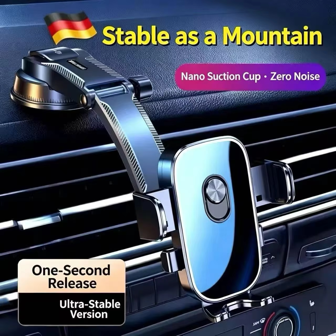 Car dashboard phone holder - safe and adjustable holder, suitable for iPhone, Samsung Galaxy, etc. - easy to install, designed f