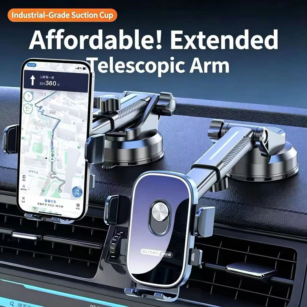 Car dashboard phone holder - safe and adjustable holder, suitable for iPhone, Samsung Galaxy, etc. - easy to install, designed f