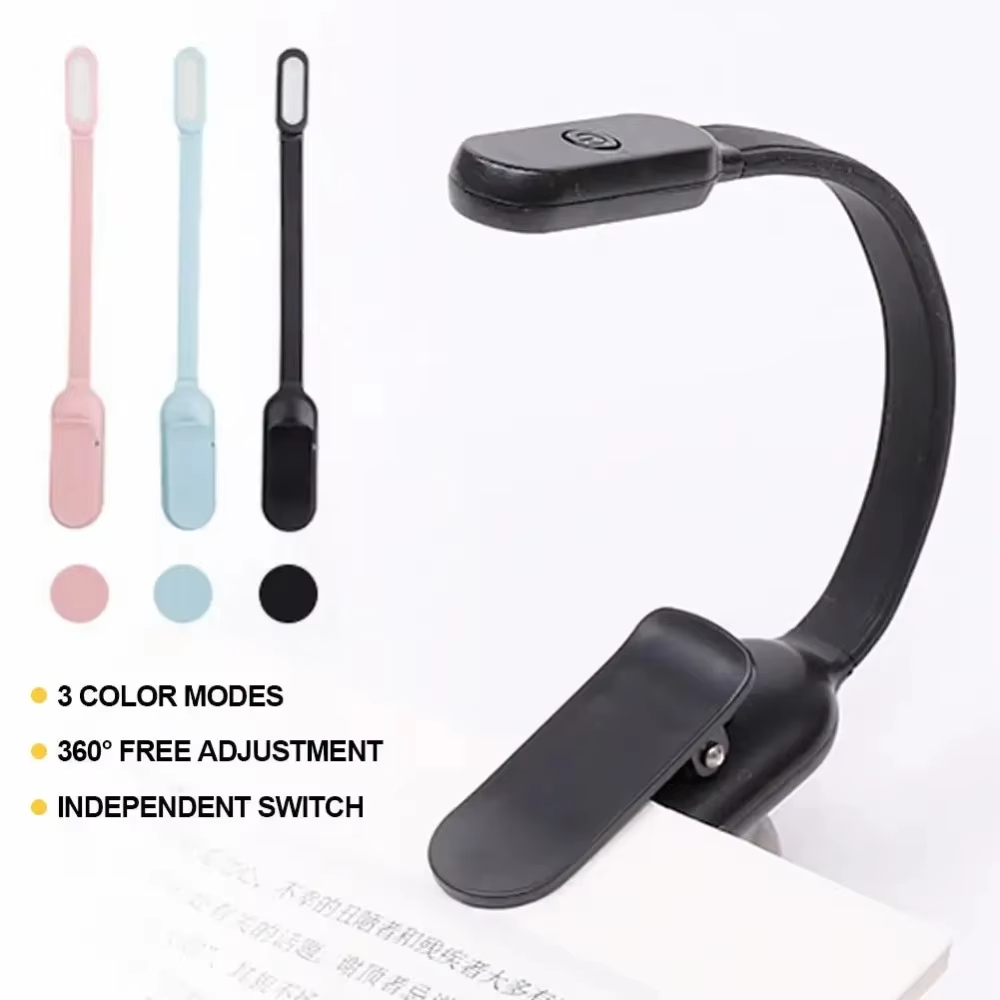 LED Desk Lamp Mini Book Light 3 Brightness Levels USB Rechargeable Clip On Study Lamp for Bedroom Dormitory Travel Reading