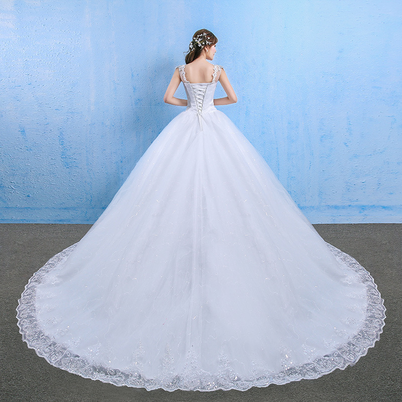 Ethereal Dreamy French Luxury Lace Wedding Dress Off-the-Shoulder Plus Size Bridal Gown with Long Train