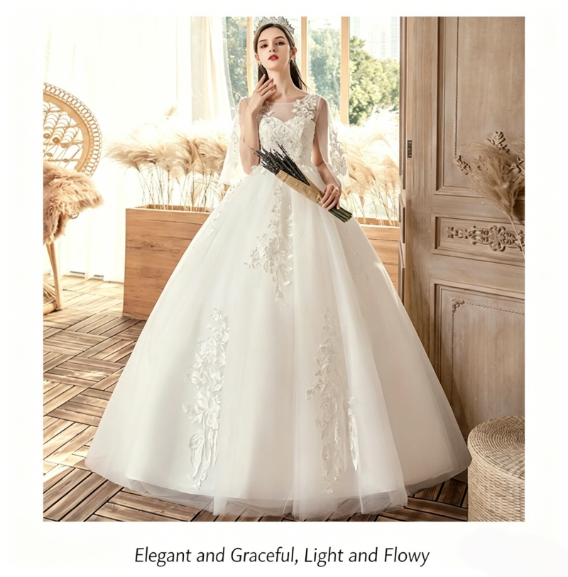 Plus Size Wedding Dress New Arrival Off-the-Shoulder Floor-Length Bridal Gown Luxury Lace Decoration Slimming Arm-Covering Design for Curvy Brides Perfect for Wedding Ceremony