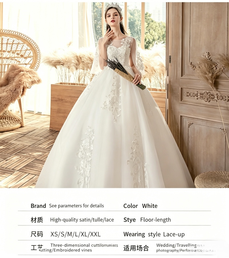 Plus Size Wedding Dress New Arrival Off-the-Shoulder Floor-Length Bridal Gown Luxury Lace Decoration Slimming Arm-Covering Design for Curvy Brides Perfect for Wedding Ceremony