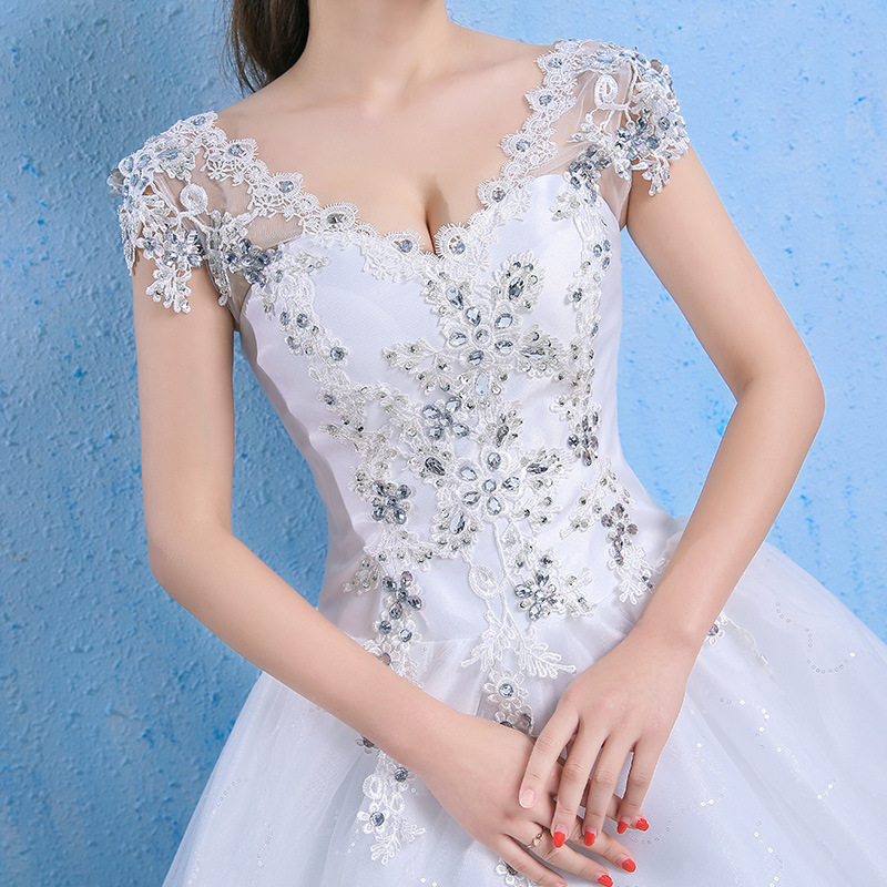 Ethereal Dreamy French Luxury Lace Wedding Dress Off-the-Shoulder Plus Size Bridal Gown with Long Train