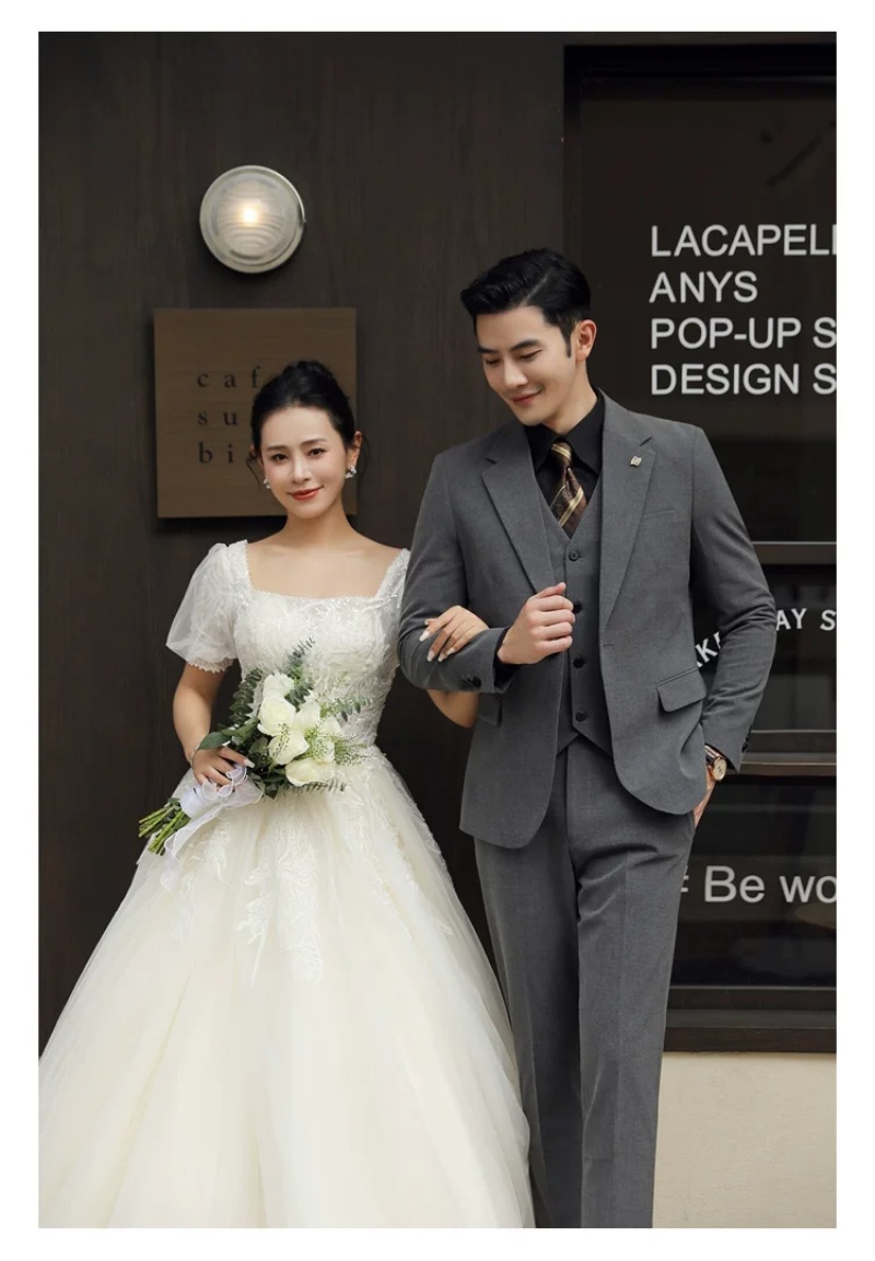 Hot Selling High Quality Men 4Pcs Suit Set Luxury Groom Wedding Dress Formal Business & Banquet Outfit