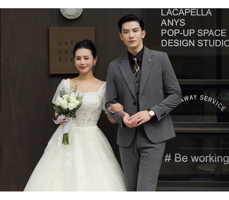 Hot Selling High Quality Men 4Pcs Suit Set Luxury Groom Wedding Dress Formal Business & Banquet Outfit