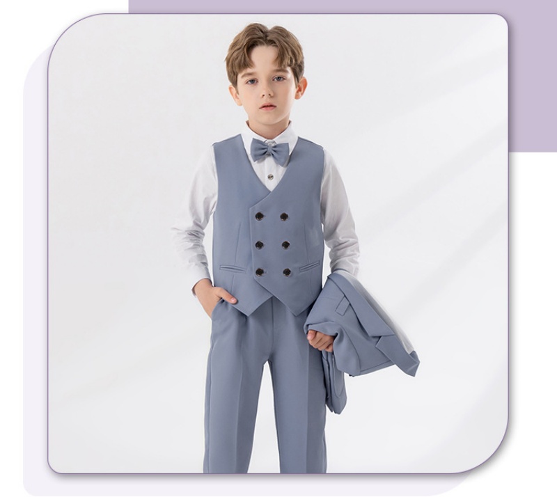 High standard High Leve High-end 2026 New British Style Boys' Vest Set | Formal Flower Boy Outfit for Wedding, Junior Host & Stage Performance