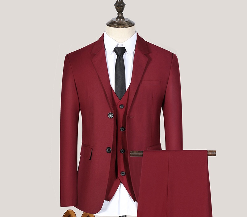 Hot Sale High Quality Men's Slim Fit 4 Piece Suit Set Blazer+Vest+Pants+Shirt Formal Wedding Groom Groomsman Group Outfit