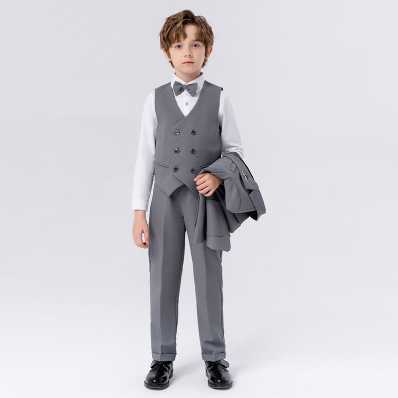 High standard High Leve High-end 2026 New British Style Boys' Vest Set | Formal Flower Boy Outfit for Wedding, Junior Host & Stage Performance