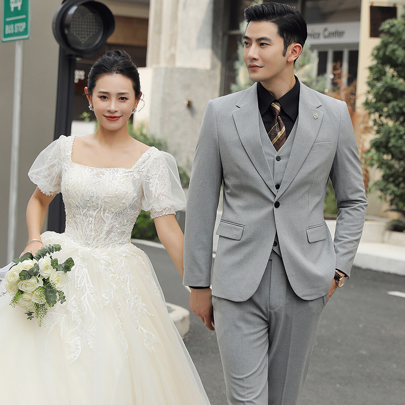 Hot Selling High Quality Men 4Pcs Suit Set Luxury Groom Wedding Dress Formal Business & Banquet Outfit
