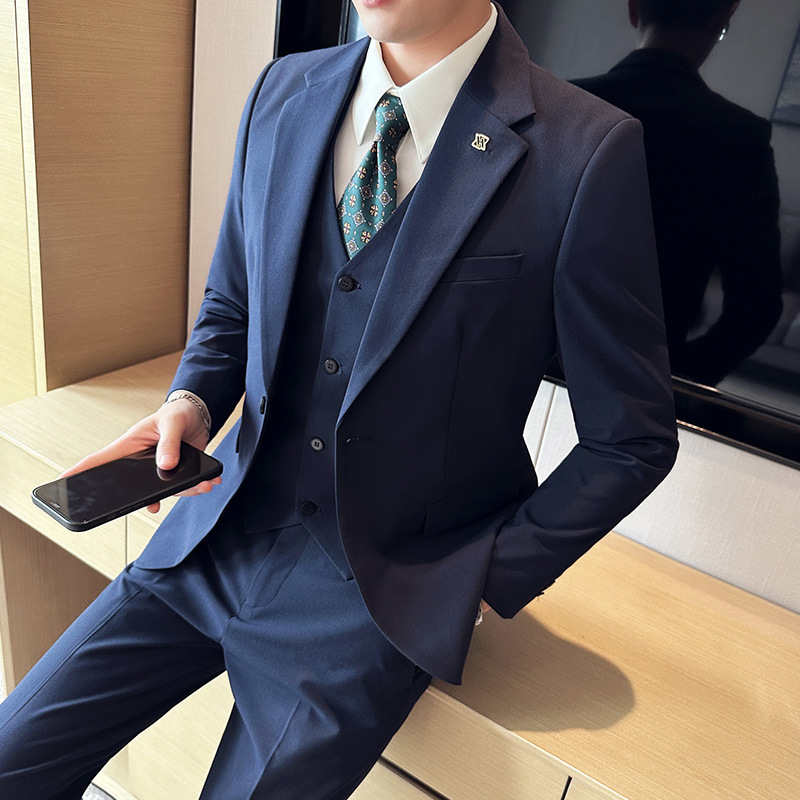 Hot Selling High Quality Men 4Pcs Suit Set Luxury Groom Wedding Dress Formal Business & Banquet Outfit