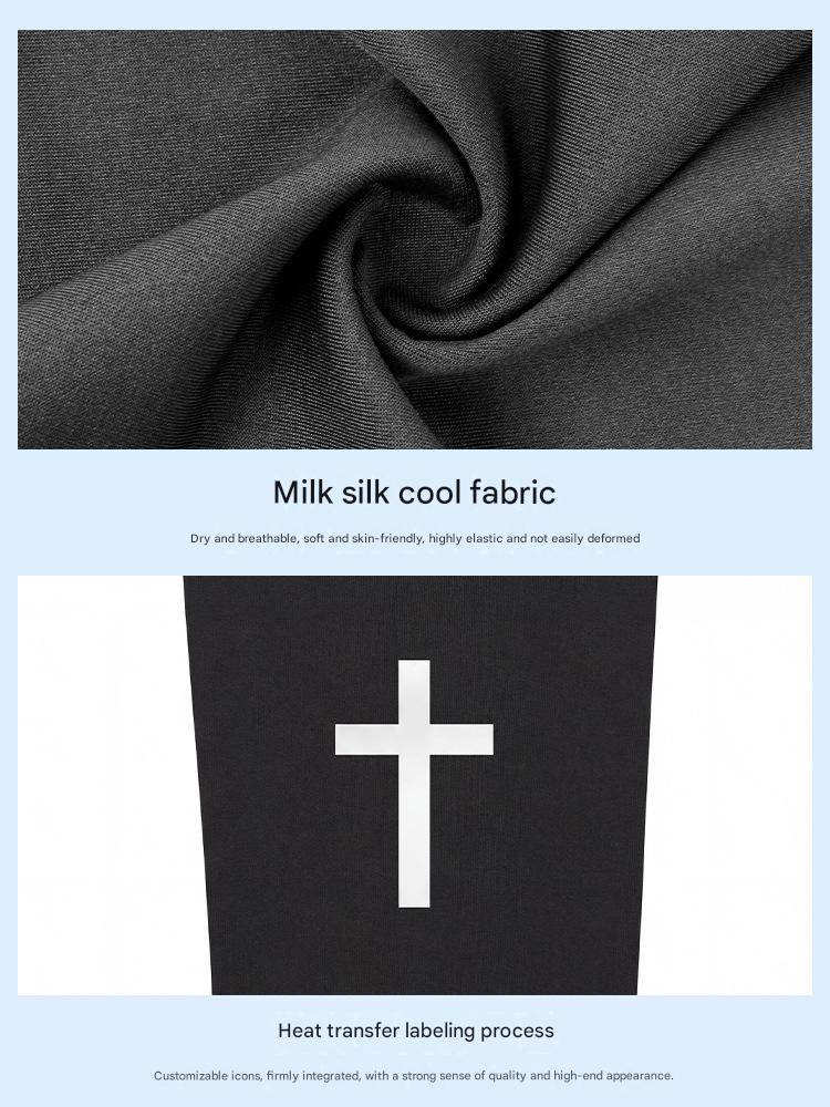 Summer outdoor UV protection arm sleeves, made of milk silk, quick-drying ice silk, with heat-pressed cross design, perfect for fishing and sun protection.