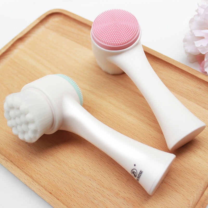 3D silicone facial cleansing brush, manual facial cleansing brush, facial cleansing device, soft bristle cleaning brush, double-sided massage brush
