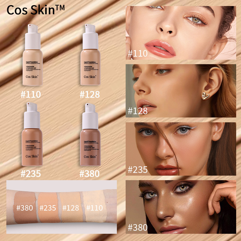 CosSkin Foundation - Waterproof, Concealing, Natural, Long-Lasting, Hydrating, Lightweight, Moisturizing Foundation Cream