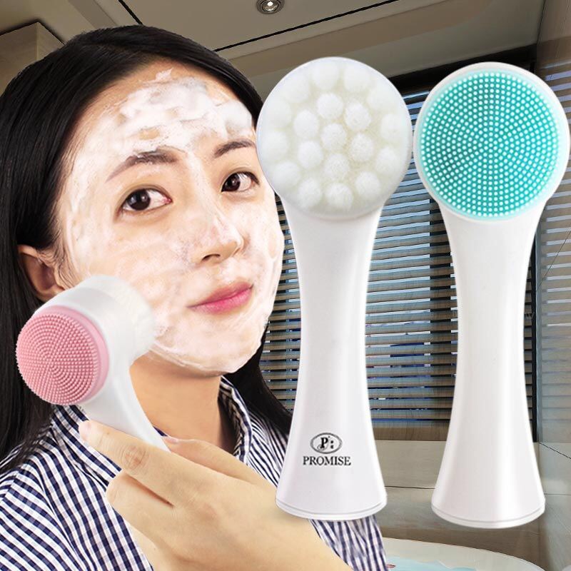 3D silicone facial cleansing brush, manual facial cleansing brush, facial cleansing device, soft bristle cleaning brush, double-sided massage brush