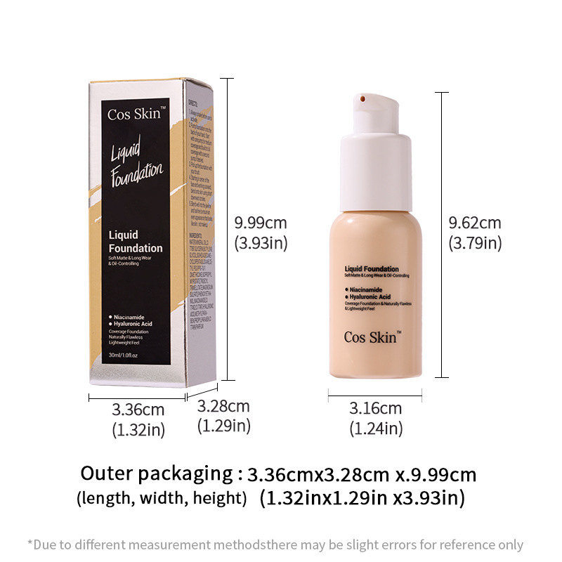 CosSkin Foundation - Waterproof, Concealing, Natural, Long-Lasting, Hydrating, Lightweight, Moisturizing Foundation Cream view 8