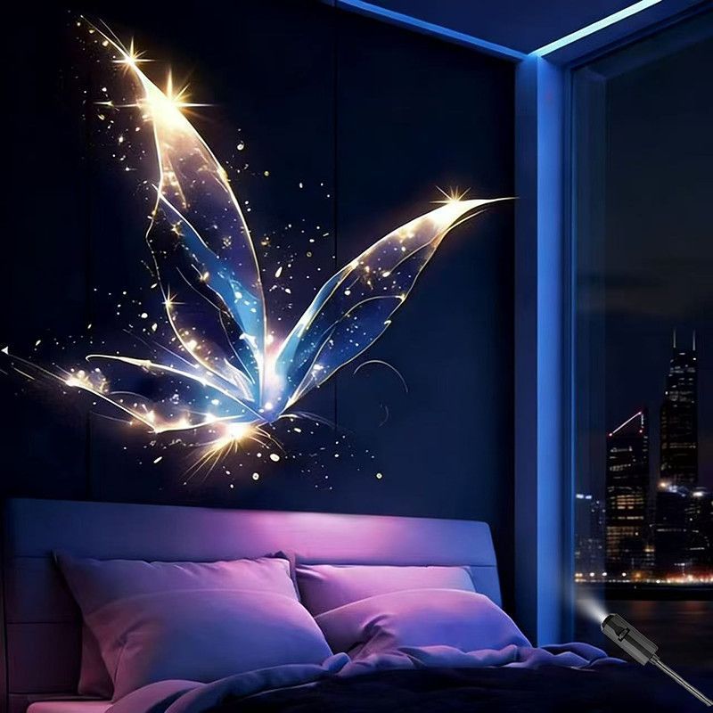 USB butterfly projector lamp, a popular gift for couples, a trendy bedroom ambient light, a creative bedside night light.