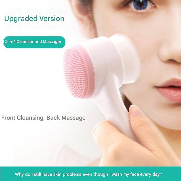 3D silicone facial cleansing brush, manual facial cleansing brush, facial cleansing device, soft bristle cleaning brush, double-sided massage brush